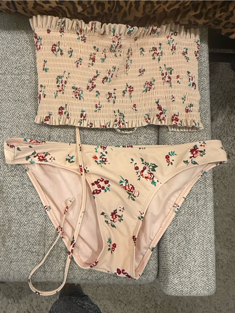 Xhilaration Medium Floral 2 Piece Bikini Smocked High Waist Swimsuit